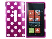 Kit Me Out USA IMD TPU Gel Case for Nokia Lumia 920 Purple White Polka Dots