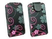 Kit Me Out USA PU Leather Flip Case for Samsung Galaxy Ace S5830 Black Pink Floral Flowers