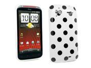 Kit Me Out USA IMD TPU Gel Case Screen Protector with MicroFibre Cleaning Cloth for HTC Sensation Sensation XE White Black Polka Dots