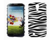 Kit Me Out USA Hard Clip on Case Screen Protector with MicroFibre Cleaning Cloth for Samsung Galaxy S4 i9500 Black White Zebra