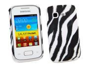 Kit Me Out USA Hard Clip on Case for Samsung Galaxy Pocket S5300 Black White Vertical Zebra