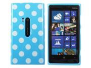 Kit Me Out USA IMD TPU Gel Case for Nokia Lumia 920 Blue White Polka Dots