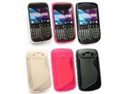 Kit Me Out USA TPU Gel Case Pack for BlackBerry Bold 9790 Black Hot Pink Clear S Wave Pattern