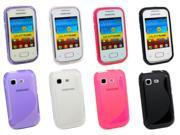 Kit Me Out USA TPU Gel Case Pack for Samsung Galaxy Pocket S5300 Black Hot Pink Purple Clear S Wave Pattern