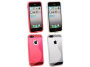 Kit Me Out USA TPU Gel Case Pack for Apple iPhone 5 5G 5S Hot Pink Clear S Wave Pattern