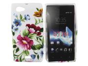 Kit Me Out USA TPU Gel Case Screen Protector with MicroFibre Cleaning Cloth for Sony Xperia J Multicoloured Vintage Flowers