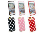 Kit Me Out USA TPU Gel Case Pack for Apple iPod Touch 5 5th Generation Black White Pink Red Polka Dots