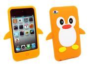 Kit Me Out USA Silicon Skin for Apple iPod Touch 4 4th Generation Orange White Cute Penguin Design