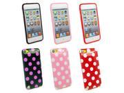 Kit Me Out USA TPU Gel Case Pack for Apple iPod Touch 5 5th Generation Black Purple Pink Red Polka Dots