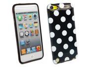 Kit Me Out USA TPU Gel Case for Apple iPod Touch 5 5th Generation Black White Polka Dots