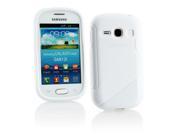 Kit Me Out USA TPU Gel Case for Samsung Galaxy Fame S6810 White S Line Wave Pattern