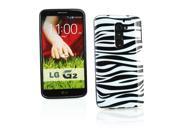 Kit Me Out USA IMD TPU Gel Case Screen Protector with MicroFibre Cleaning Cloth for LG G2 D802 Black White Zebra
