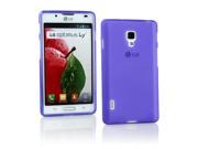 Kit Me Out USA TPU Gel Case Screen Protector with MicroFibre Cleaning Cloth for LG Optimus L7 2 P710 Purple Frosted Pattern