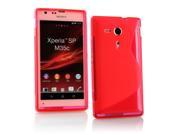 Kit Me Out USA TPU Gel Case for Sony Xperia SP Hot Pink S Line Wave Pattern