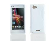 Kit Me Out USA TPU Gel Case for Sony Xperia L White S Line Wave Pattern