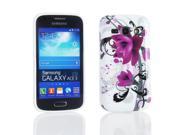 Kit Me Out USA IMD TPU Gel Case Screen Protector with MicroFibre Cleaning Cloth for Samsung Galaxy Ace 3 S7272 Purple Bloom