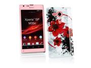 Kit Me Out USA IMD TPU Gel Case Screen Protector with MicroFibre Cleaning Cloth for Sony Xperia SP White Red Black Oriental Flowers