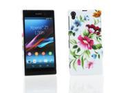 Kit Me Out USA Hard Clip on Case Screen Protector with MicroFibre Cleaning Cloth for Sony Xperia Z1 Multicoloured White Vintage Flowers