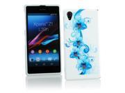 Kit Me Out USA IMD TPU Gel Case for Sony Xperia Z1 White Blue Floral