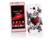 Kit Me Out USA Hard Clip on Case Screen Protector with MicroFibre Cleaning Cloth for Sony Xperia SP White Red Black Tattoo Heart