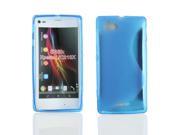 Kit Me Out USA TPU Gel Case for Sony Xperia L Blue S Line Wave Pattern