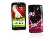 Kit Me Out USA IMD TPU Gel Case Screen Protector with MicroFibre Cleaning Cloth for LG G2 D802 Black Pink Love Heart