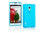 Kit Me Out USA TPU Gel Case for LG Optimus L7 2 P710 Light Blue Frosted Pattern