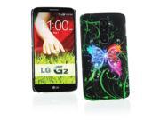 Kit Me Out USA Hard Clip on Case for LG G2 D802 Black Graffiti Butterfly