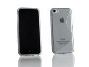 Kit Me Out USA TPU Gel Case for Apple iPhone 5C Smoke Black S Line Wave Pattern