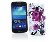 Kit Me Out USA Hard Clip on Case Screen Protector with MicroFibre Cleaning Cloth for Samsung Galaxy Ace 3 S7272 White Black Purple Bloom