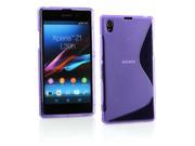 Kit Me Out USA TPU Gel Case for Sony Xperia Z1 Purple S Line Wave Pattern