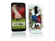 Kit Me Out USA IMD TPU Gel Case Screen Protector with MicroFibre Cleaning Cloth for LG G2 D802 White Coloured Butterfly