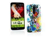 Kit Me Out USA IMD TPU Gel Case Screen Protector with MicroFibre Cleaning Cloth for LG G2 D802 Multicoloured Circles With Flowers