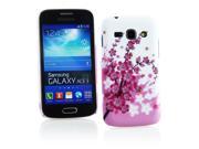 Kit Me Out USA Hard Clip on Case Screen Protector with MicroFibre Cleaning Cloth for Samsung Galaxy Ace 3 S7272 White Pink Blossom