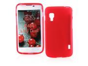 Kit Me Out USA TPU Gel Case Screen Protector with MicroFibre Cleaning Cloth for LG Optimus L5 2 Dual E455 Red Frosted Pattern