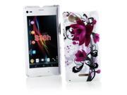Kit Me Out USA Hard Clip on Case for Sony Xperia L White Black Purple Bloom