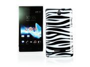Kit Me Out USA IMD TPU Gel Case for Sony Xperia E Black White Zebra