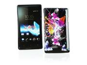 Kit Me Out USA IMD TPU Gel Case for Sony Xperia E Black Butterfly Splash