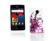 Kit Me Out USA IMD TPU Gel Case for LG Optimus L3 2 E430 White Pink Blossom