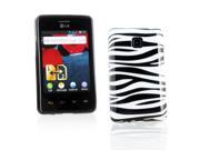 Kit Me Out USA IMD TPU Gel Case Screen Protector with MicroFibre Cleaning Cloth for LG Optimus L3 2 E430 Black White Zebra