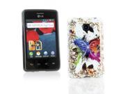 Kit Me Out USA IMD TPU Gel Case for LG Optimus L3 2 E430 White Coloured Butterfly
