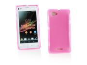 Kit Me Out USA TPU Gel Case Screen Protector with MicroFibre Cleaning Cloth for Sony Xperia L S36H Pink Frosted Pattern