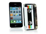 Kit Me Out USA IMD TPU Gel Case Screen Protector with MicroFibre Cleaning Cloth for Apple iPhone 4 4S Multicoloured Vintage Retro Cassette