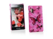 Kit Me Out USA Hard Clip on Case Screen Protector with MicroFibre Cleaning Cloth for LG Optimus L5 2 E460 Pink Butterflies
