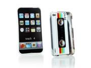 Kit Me Out USA TPU Gel Case Screen Protector with MicroFibre Cleaning Cloth for Apple iPod Touch 4 All Versions Multicoloured Vintage Retro Cassette