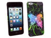 Kit Me Out USA Hard Clip on Case Screen Protector with MicroFibre Cleaning Cloth for Apple iPod Touch 5 Black Graffiti Butterfly