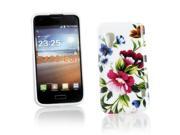 Kit Me Out USA IMD TPU Gel Case Screen Protector with MicroFibre Cleaning Cloth for LG Optimus L5 2 DUAL E455 Multicoloured White Vintage Flowers