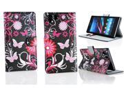 Kit Me Out USA PU Leather Printed Side Flip for Sony Xperia Z1 Black Pink Garden