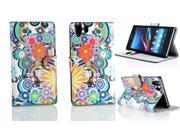 Kit Me Out USA PU Leather Printed Side Flip for Sony Xperia Z1 Multicoloured Circles With Flowers