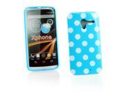 Kit Me Out USA IMD TPU Gel Case Screen Protector with MicroFibre Cleaning Cloth for Motorola Moto X 2013 Blue White Polka Dots